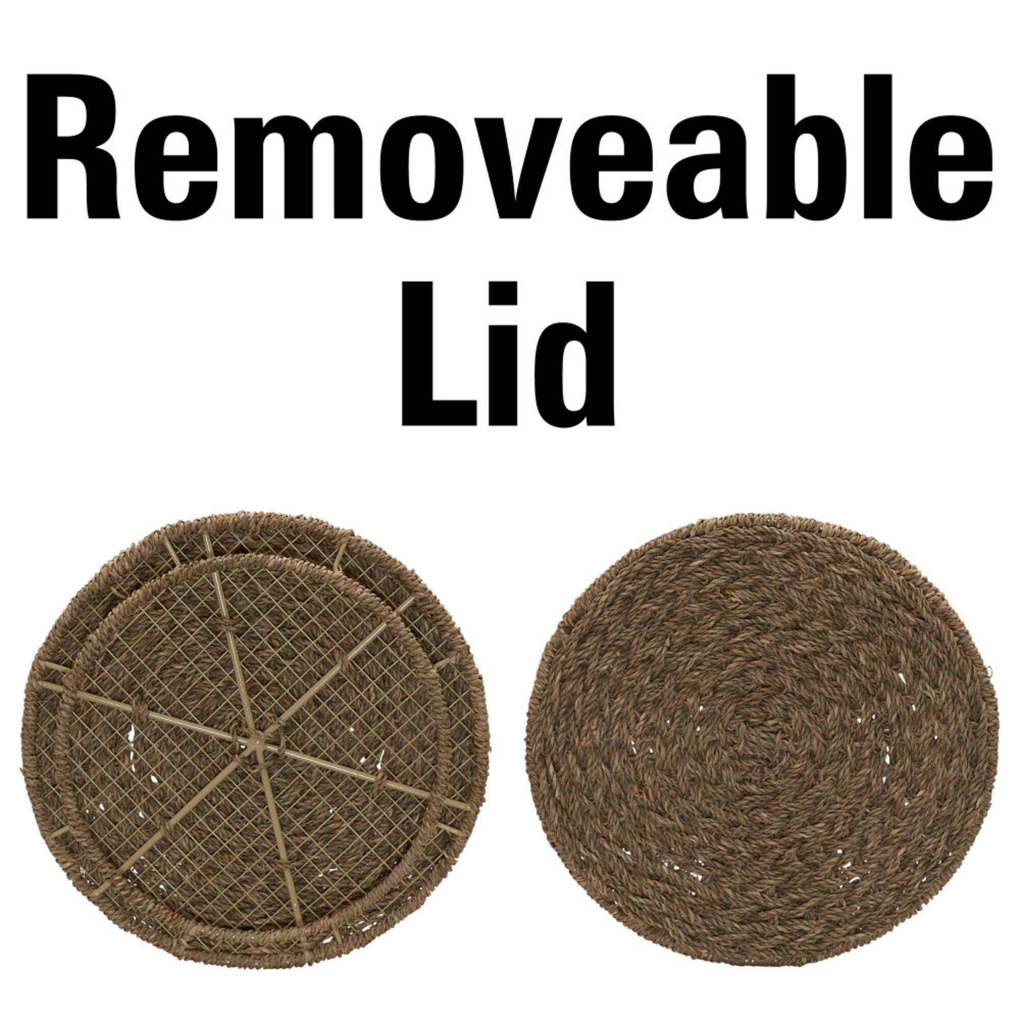 Household Essentials 19" Woven Natural Seagrass Storage End Table